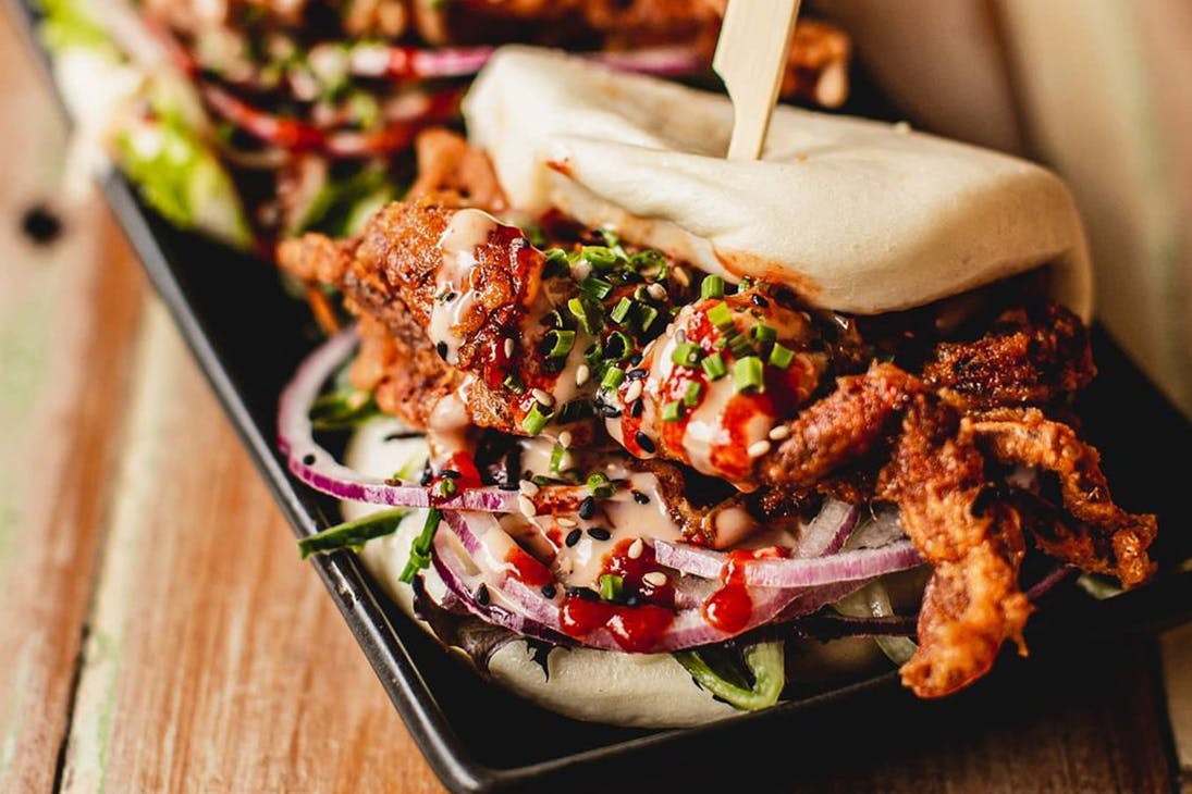 a soft shell crab bao